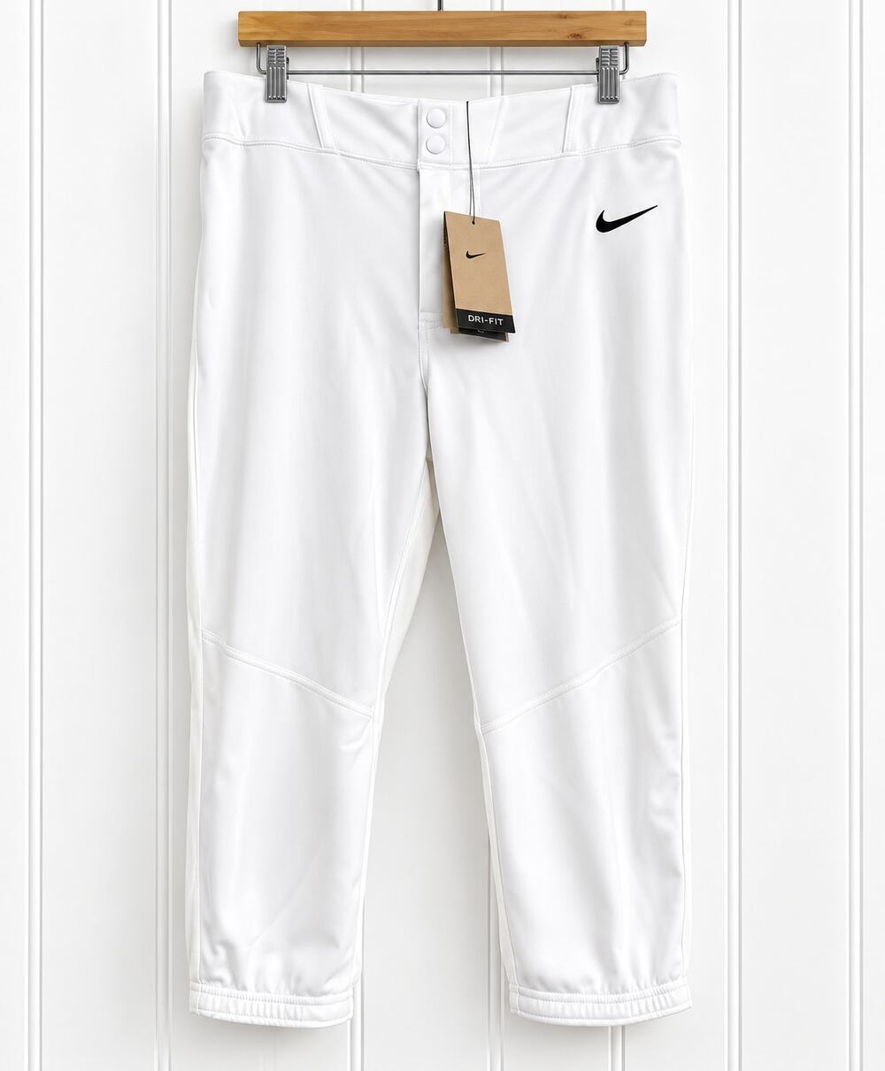 Nike Womens Softball Pants Large White Tight Fit NWT Snap Front Dri-FIT
